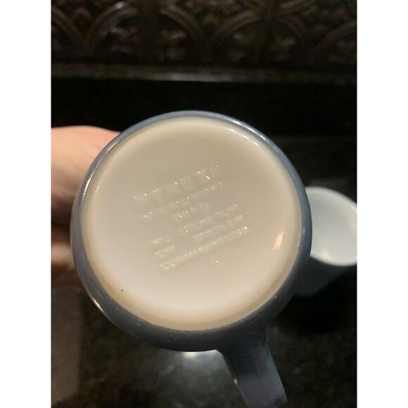 Corning PYREX Slate BLUE MILK GLASS Coffee Cups Mugs set of 3 Vintage - Picture 4 of 8